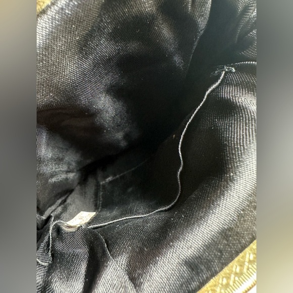 Vintage Elegant Beaded Sequins Black Clutch Bag with Gold Chain Made In HongKong - Picture 8 of 12